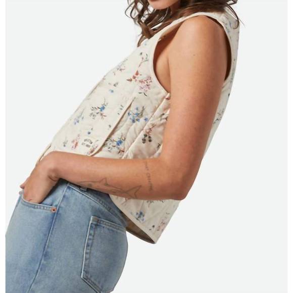 NEW BRIXTON field floral quilted vest in whitecap/ditsy floral - Picture 2 of 6
